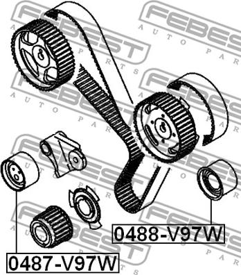 Febest 0488-V97W - Deflection / Guide Pulley, timing belt www.parts5.com