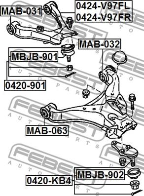 Febest 0424-V97FL - Bugi kolu, tekerlek bağlantısı www.parts5.com