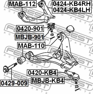 Febest MBJB-KB4 - Zestaw naprawczy, przegub nożny / prowadzący www.parts5.com