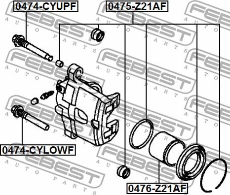 Febest 0476-Z21AF - Piston, brake caliper www.parts5.com