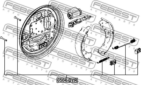 Febest 0504-DYR - Accessory Kit, parking brake shoes www.parts5.com