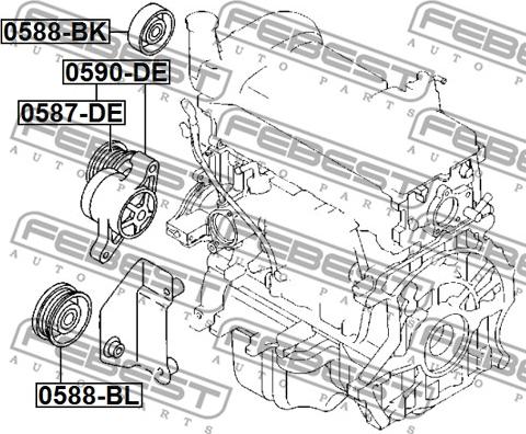 Febest 0587-DE - Deflection / Guide Pulley, v-ribbed belt www.parts5.com