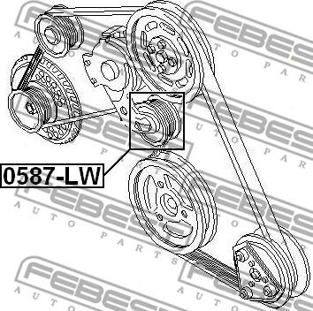 Febest 0587-LW - Deflection / Guide Pulley, v-ribbed belt parts5.com