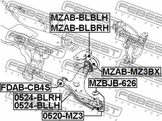 Febest MZAB-BLBLH - Lagerung, Lenker www.parts5.com