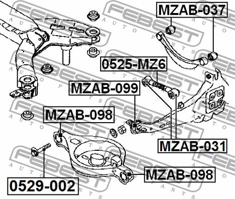 Febest MZAB-037 - Bush of Control / Trailing Arm www.parts5.com