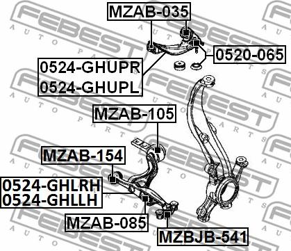 Febest MZAB-154 - Bush of Control / Trailing Arm www.parts5.com