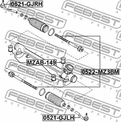 Febest 0522-MZ3BM - Inner Tie Rod, Axle Joint www.parts5.com