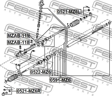 Febest MZAB-119 - Mounting, steering gear www.parts5.com