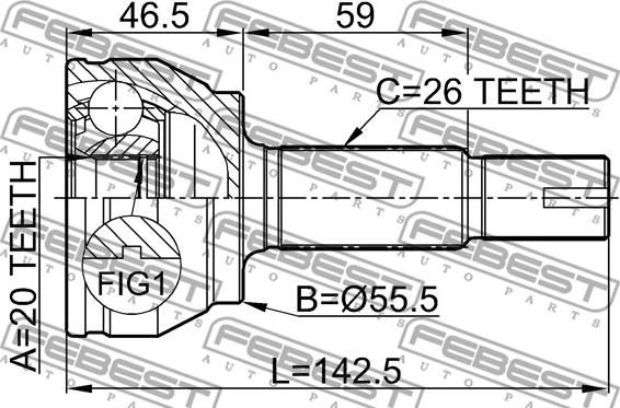 Febest 0110-KSP90 - Joint Kit, drive shaft www.parts5.com