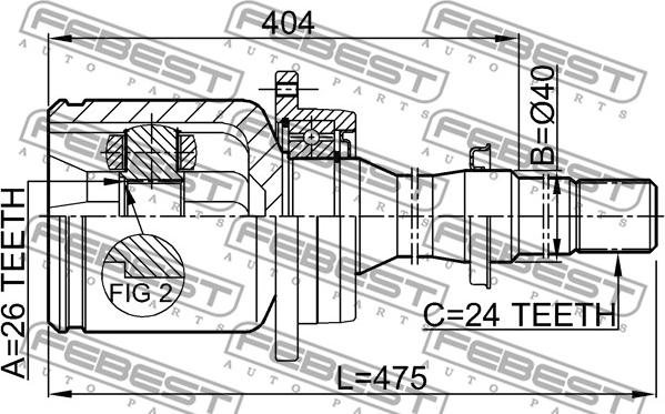 Febest 0111-AZT251RH - Liigendlaager, veovõll www.parts5.com