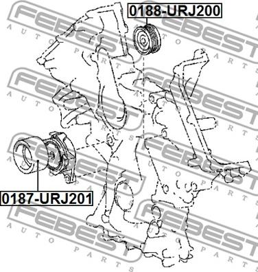 Febest 0187-URJ201 - Deflection / Guide Pulley, v-ribbed belt www.parts5.com