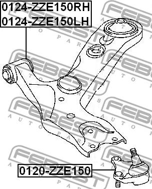 Febest 0124-ZZE150LH - Track Control Arm www.parts5.com