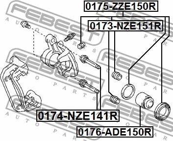 Febest 0173-NZE151R - Burduf, ghidaj etrier www.parts5.com