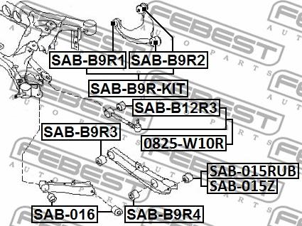 Febest SAB-B9R-KIT - Ремонтен комплект, напречен носач www.parts5.com