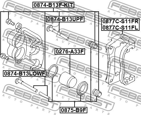 Febest 0874-B13F-KIT - Juego de casquillos guía, pinza de freno www.parts5.com