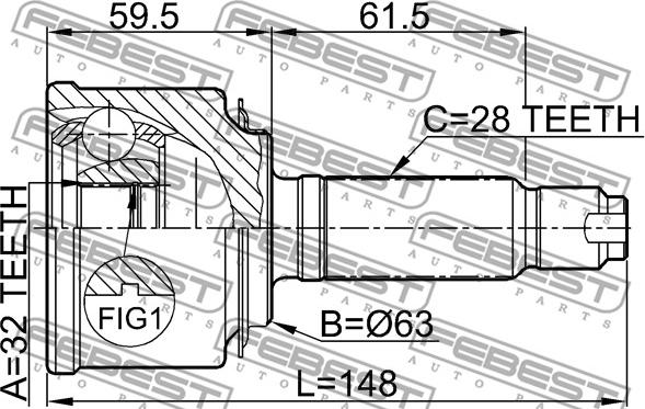 Febest 0310-057 - Zestaw przegubu, wał napędowy www.parts5.com