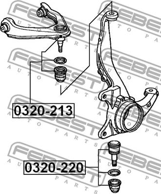 Febest 0320-213 - Gornja / donja kugla www.parts5.com