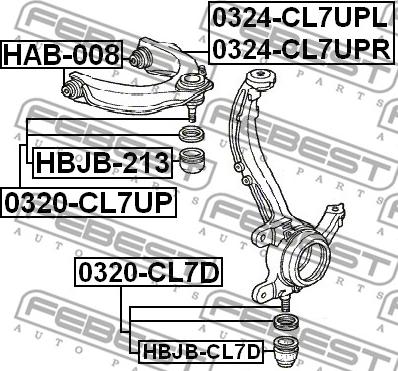 Febest HBJB-CL7D - Ремонтный комплект, несущие / направляющие шарниры www.parts5.com