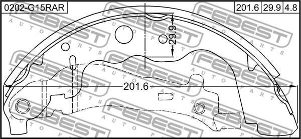 Febest 0202G15RAR - Set saboti frana, frana de mana www.parts5.com