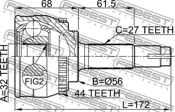 Febest 0210-057A44 - Joint Kit, drive shaft www.parts5.com