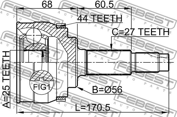 Febest 0210-065A44 - Joint Kit, drive shaft www.parts5.com