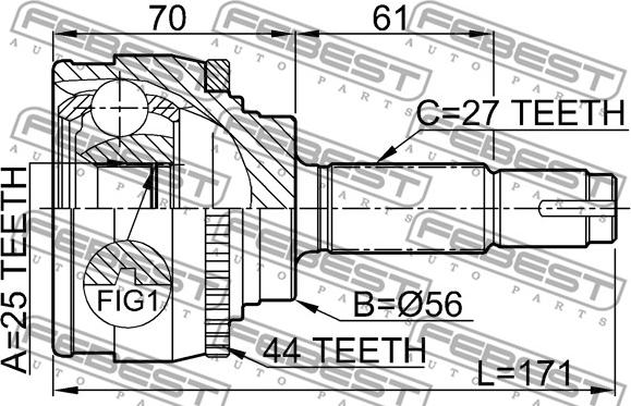 Febest 0210-016A44 - Joint Kit, drive shaft www.parts5.com