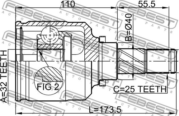 Febest 0211-SR20LH - Joint Kit, drive shaft www.parts5.com