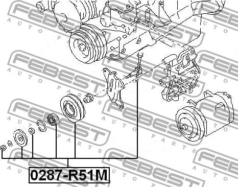 Febest 0287-R51M - Deflection / Guide Pulley, v-ribbed belt www.parts5.com