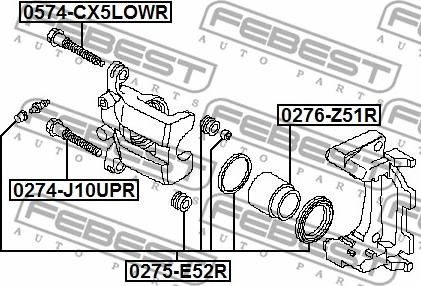 Febest 0275-E52R - Repair Kit, brake caliper www.parts5.com