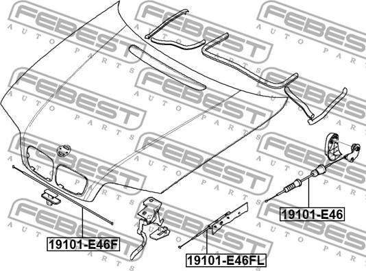 Febest 19101-E46F - Bonnet Cable www.parts5.com