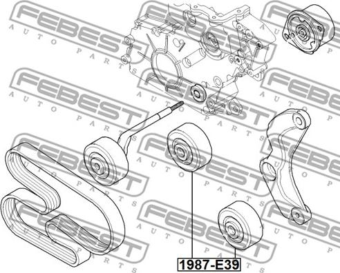 Febest 1987-E39 - Deflection / Guide Pulley, v-ribbed belt parts5.com