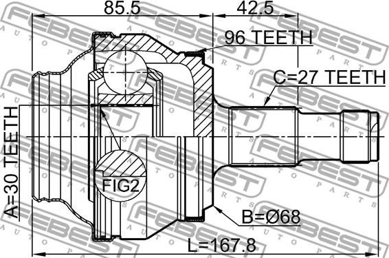 Febest 1610-204A96R - Liigendlaager, veovõll www.parts5.com