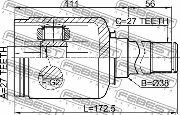 Febest 1611-221FRH - Mafsal seti, tahrik mili www.parts5.com