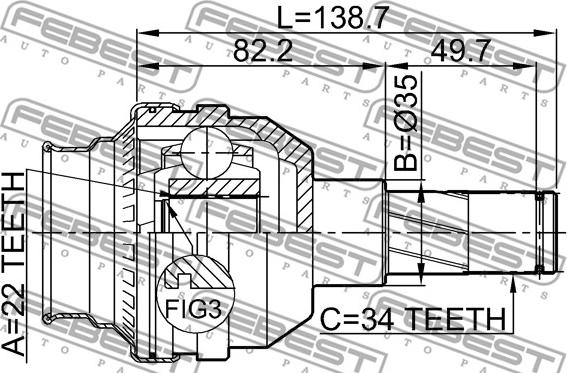 Febest 1111-T200 - Joint Kit, drive shaft www.parts5.com