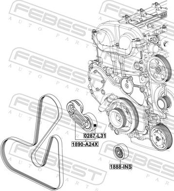 Febest 1890-A24X - Belt Tensioner, v-ribbed belt www.parts5.com