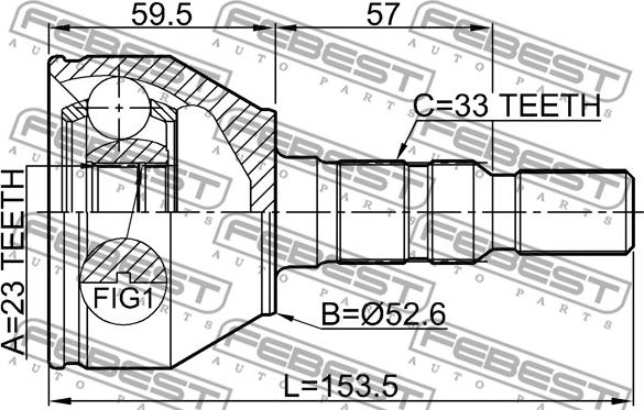 Febest 1810-ASJAT - Joint Kit, drive shaft www.parts5.com