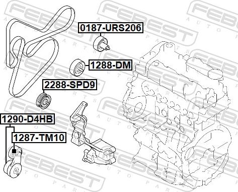 Febest 1290-D4HB - Belt Tensioner, v-ribbed belt www.parts5.com