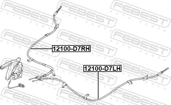 Febest 12100-D7LH - Cable de accionamiento, freno de estacionamiento www.parts5.com