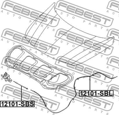 Febest 12101-SBL - Bonnet Cable www.parts5.com