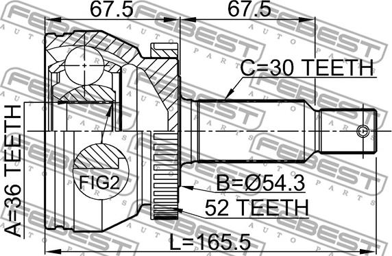 Febest 1210-SFCLA52 - Gelenksatz, Antriebswelle www.parts5.com