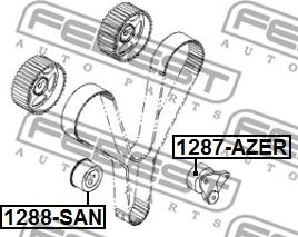 Febest 1287-AZER - Tensioner Pulley, timing belt www.parts5.com