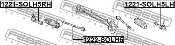 Febest 1222-SOLH5 - Inner Tie Rod, Axle Joint www.parts5.com