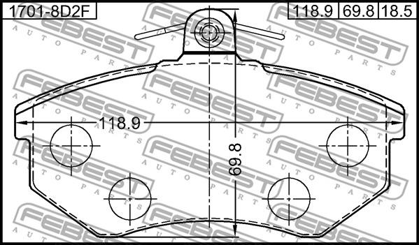 Febest 1701-8D2F - Kit de plaquettes de frein, frein à disque www.parts5.com