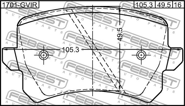 Febest 1701-GVIR - Komplet zavornih oblog, ploscne (kolutne) zavore www.parts5.com