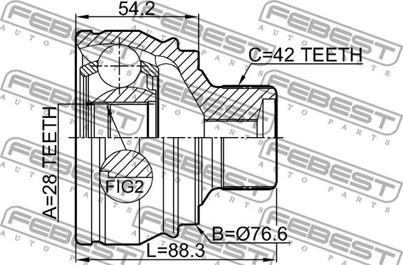 Febest 1710-A7 - Zestaw przegubu, wał napędowy www.parts5.com