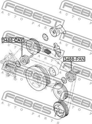 Febest 3488-CAY - Deflection / Guide Pulley, v-ribbed belt www.parts5.com