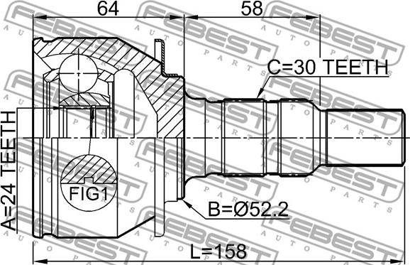 Febest 3210-SRXLF1 - OUTER CV JOINT 24X52.3X30 www.parts5.com