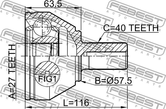 Febest 2910-FLIIF - Zgibni lezaj, pogonska gred www.parts5.com