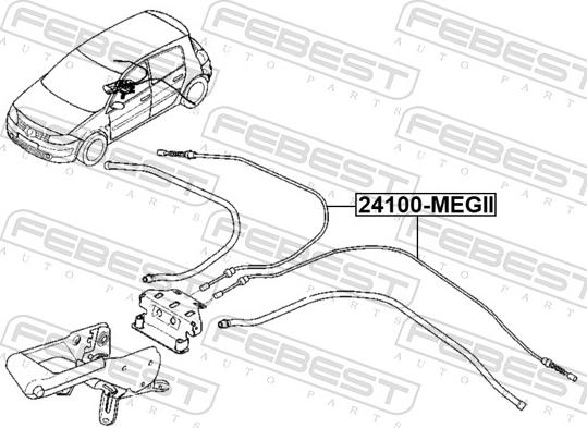 Febest 24100-MEGII - Тросик, cтояночный тормоз www.parts5.com