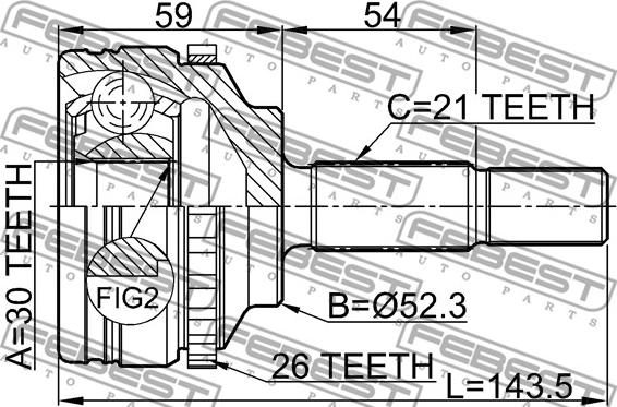 Febest 2410-LOGA26 - Csuklókészlet, hajtótengely www.parts5.com